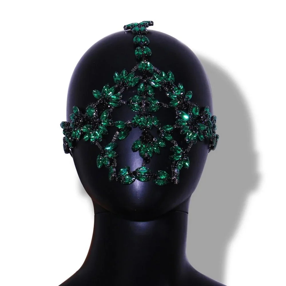 Emerald Crystal Jeweled Face Mask for Women